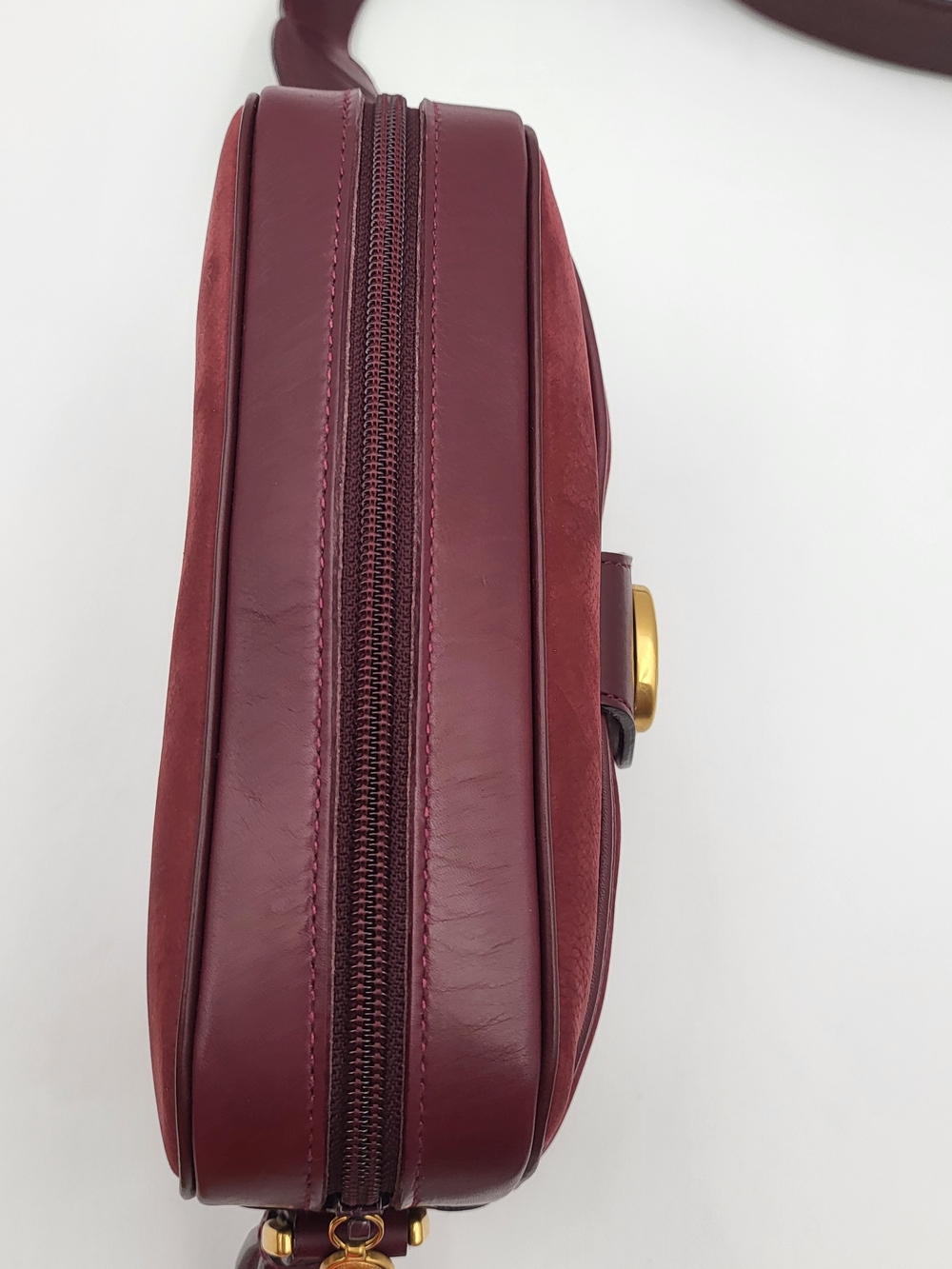 Gucci Suede Leather Crossbody Purse Bordeaux Italy, Authentic w/COA..RareVintage - Picture 8 of 16